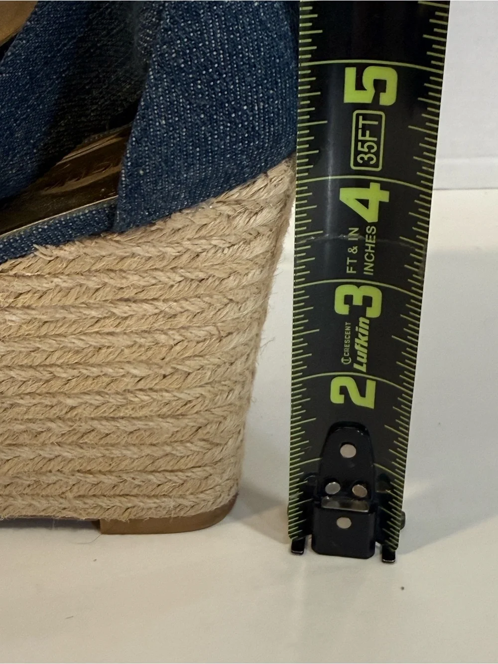 Michael Kors Womens 9.5 Denim Espadrille Wedge Sandals Zip Front Blue Heels